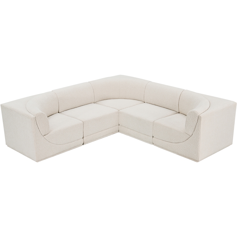 Meridian Furniture Ollie Cream Boucle Fabric Modular Sectional