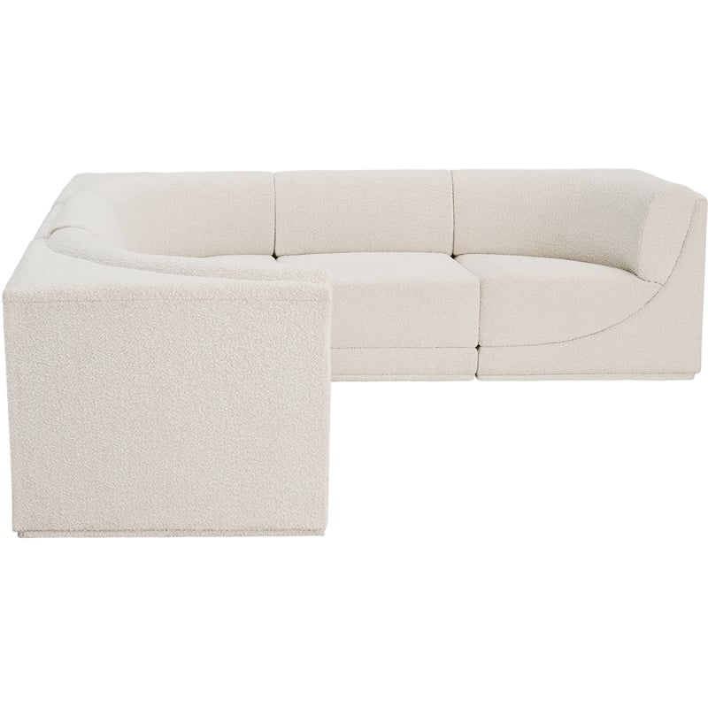 Meridian Furniture Ollie Cream Boucle Fabric Modular Sectional