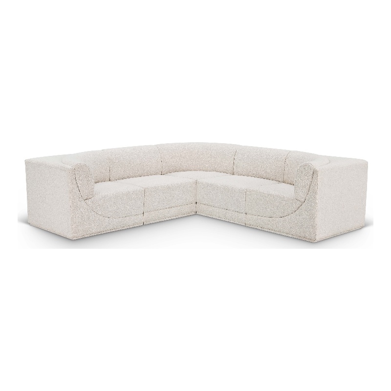 Meridian Furniture Ollie Cream Boucle Fabric Modular Sectional