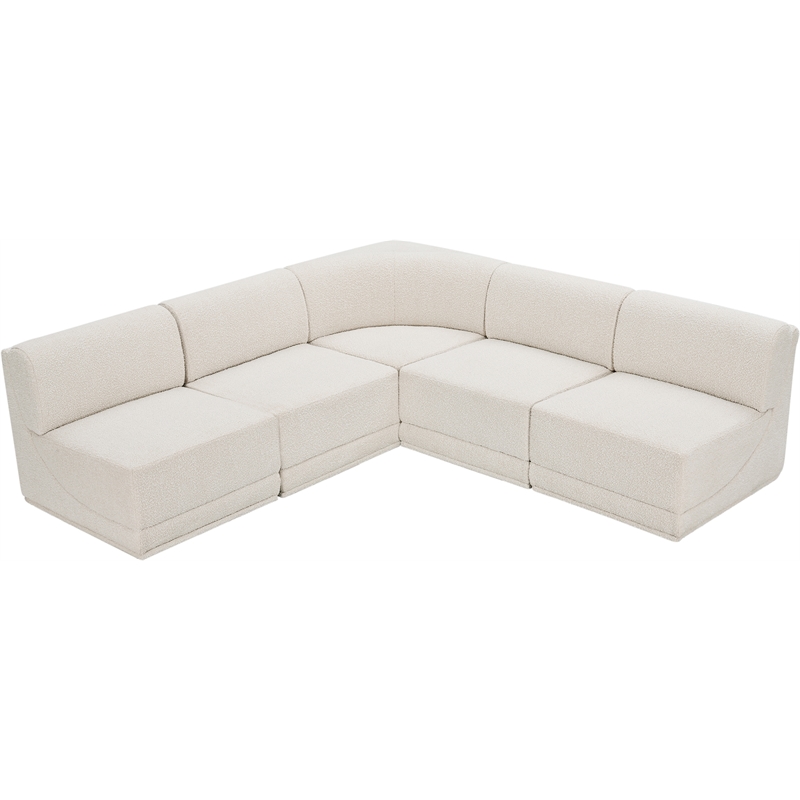 Meridian Furniture Ollie Cream Boucle Fabric Modular Sectional
