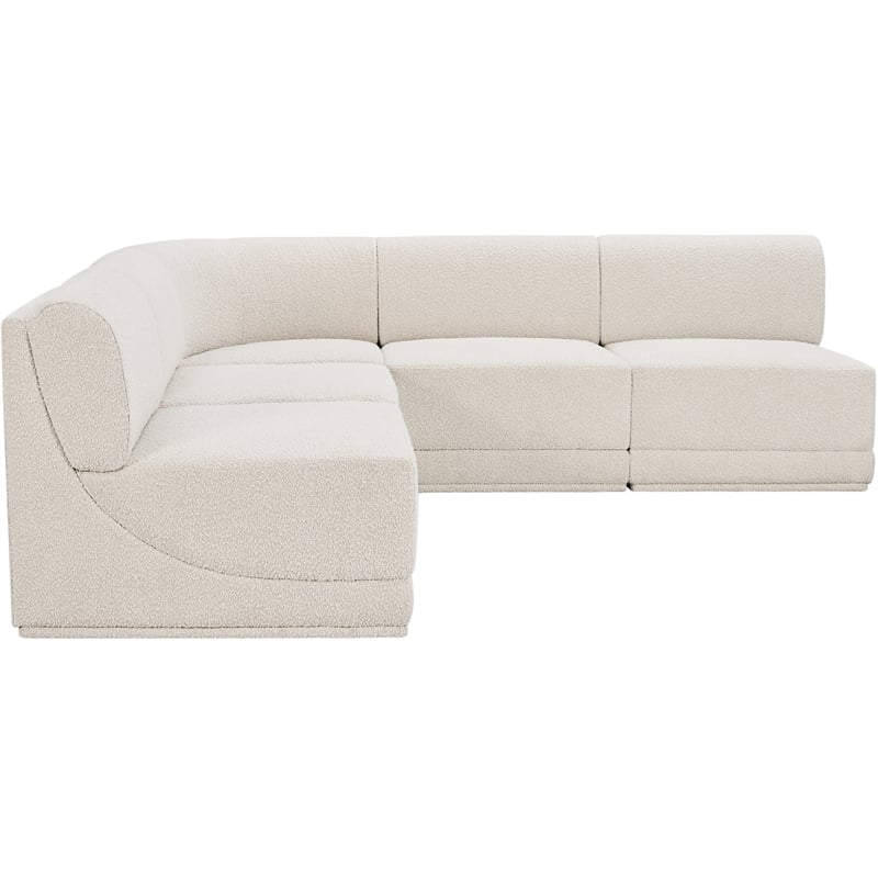 Meridian Furniture Ollie Cream Boucle Fabric Modular Sectional
