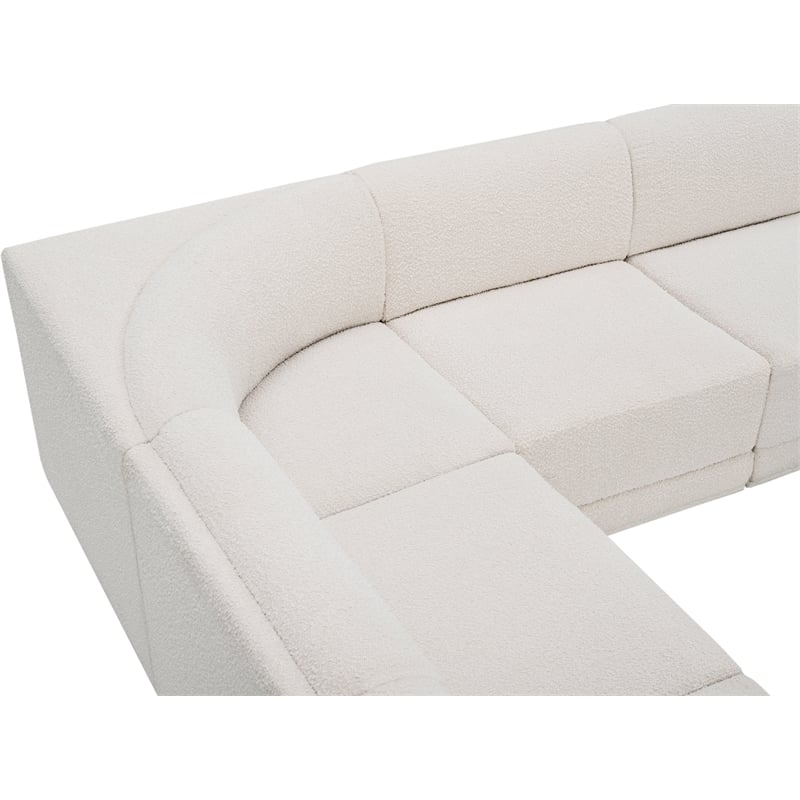 Meridian Furniture Ollie Cream Boucle Fabric Modular Sectional