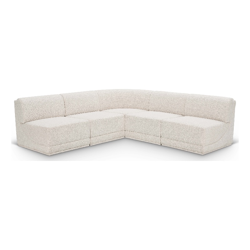 Meridian Furniture Ollie Cream Boucle Fabric Modular Sectional