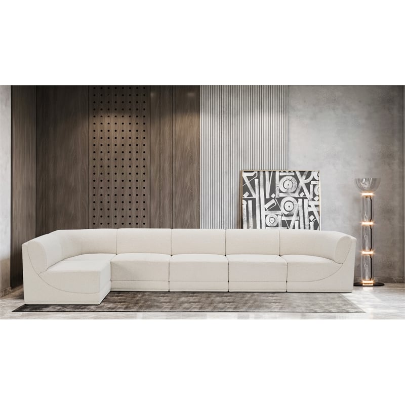 Meridian Furniture Ollie Cream Boucle Fabric Modular Sectional