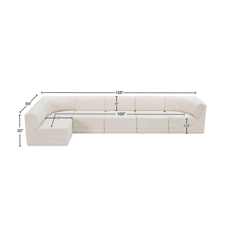 Meridian Furniture Ollie Cream Boucle Fabric Modular Sectional