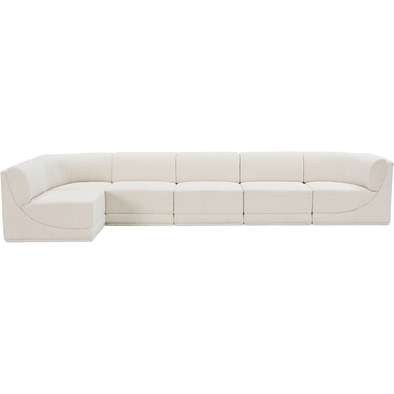 Meridian Furniture Ollie Cream Boucle Fabric Modular Sectional