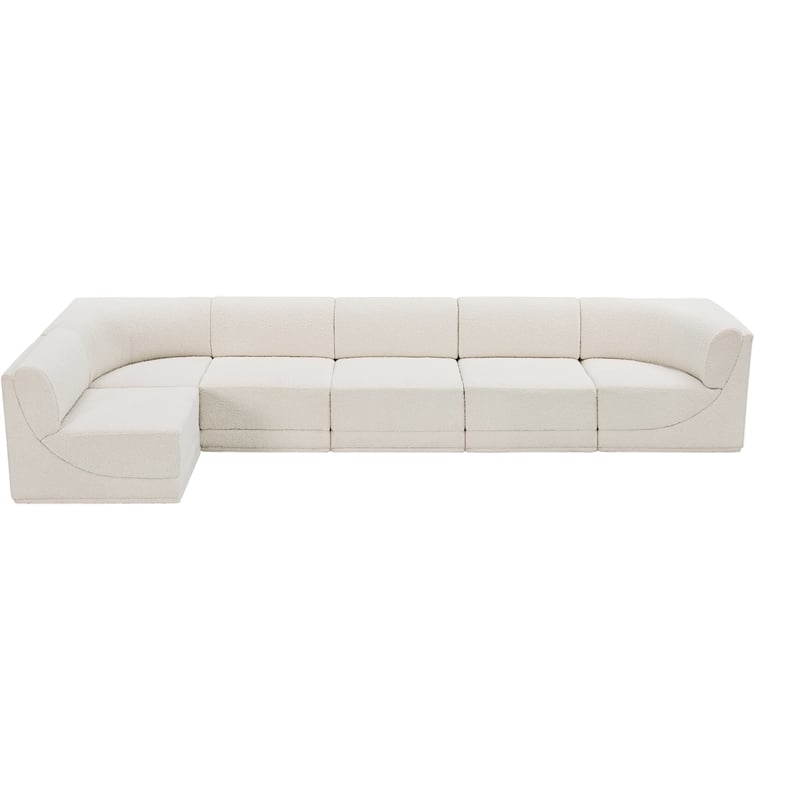 Meridian Furniture Ollie Cream Boucle Fabric Modular Sectional