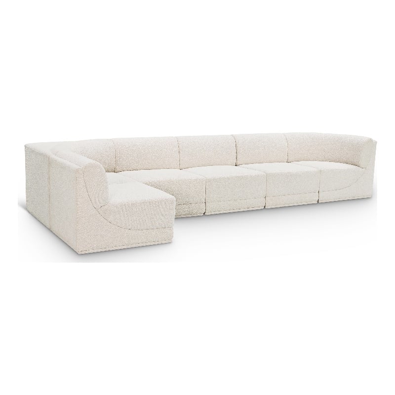 Meridian Furniture Ollie Cream Boucle Fabric Modular Sectional