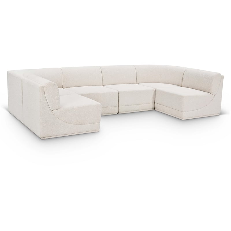 Meridian Furniture Ollie Cream Boucle Fabric Modular Sectional