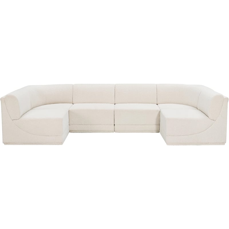 Meridian Furniture Ollie Cream Boucle Fabric Modular Sectional