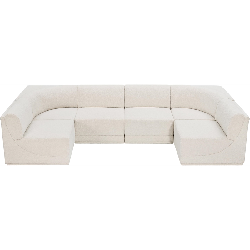 Meridian Furniture Ollie Cream Boucle Fabric Modular Sectional