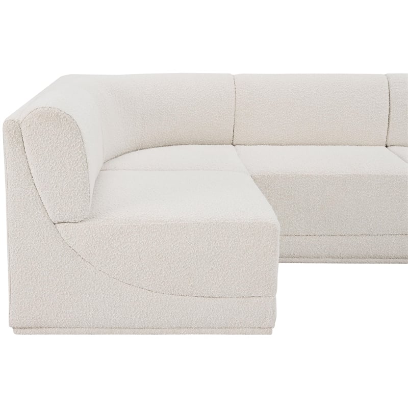Meridian Furniture Ollie Cream Boucle Fabric Modular Sectional