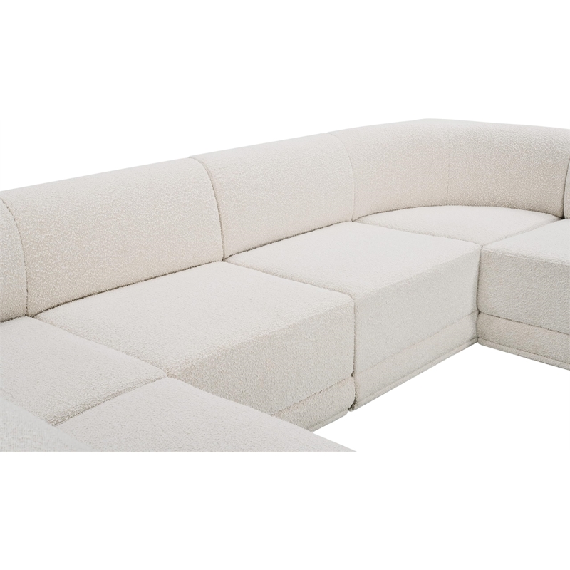 Meridian Furniture Ollie Cream Boucle Fabric Modular Sectional