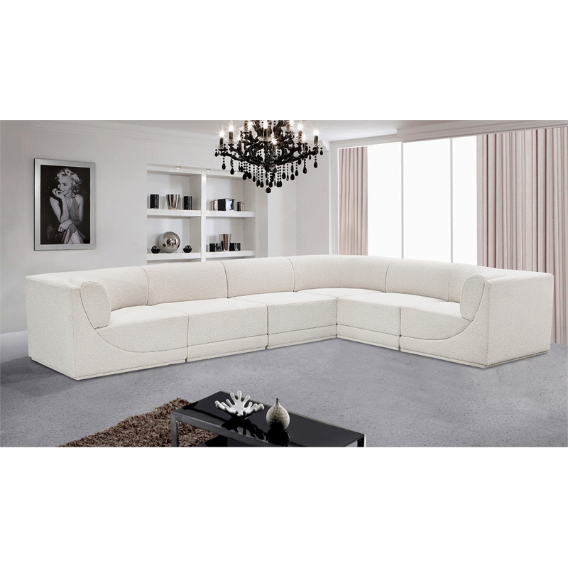 Meridian Furniture Ollie Cream Boucle Fabric Modular Sectional