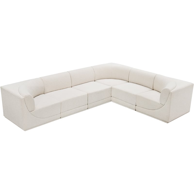 Meridian Furniture Ollie Cream Boucle Fabric Modular Sectional