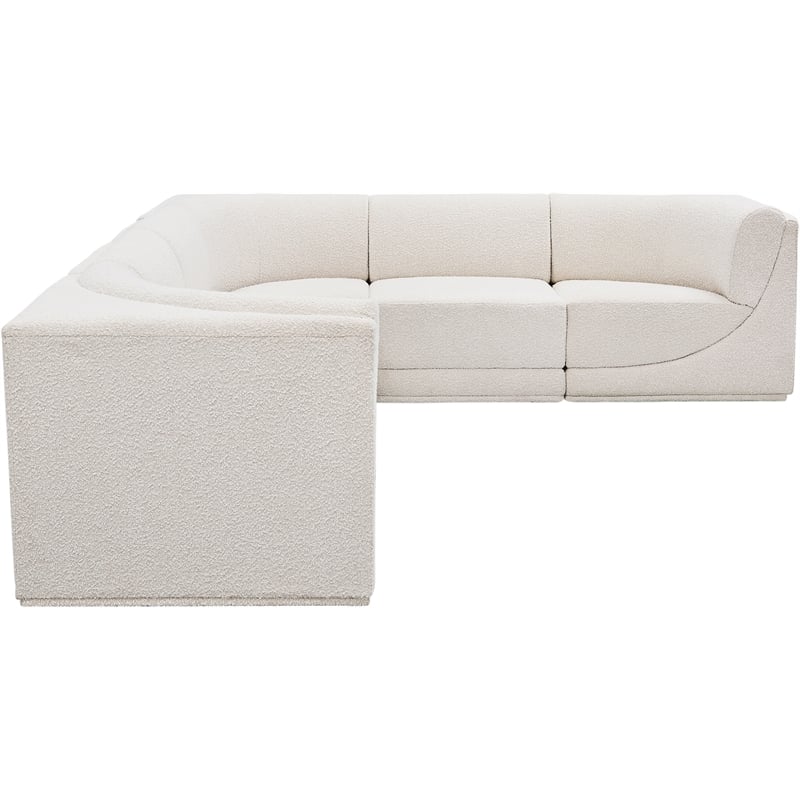 Meridian Furniture Ollie Cream Boucle Fabric Modular Sectional