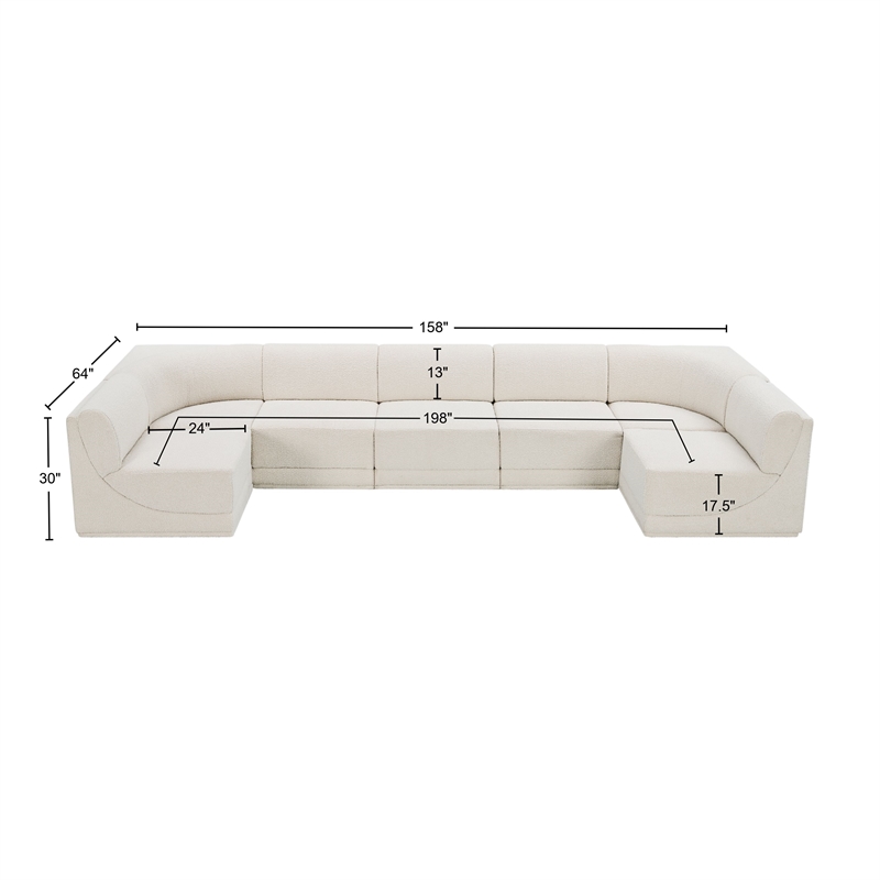 Meridian Furniture Ollie Cream Boucle Fabric Modular Sectional