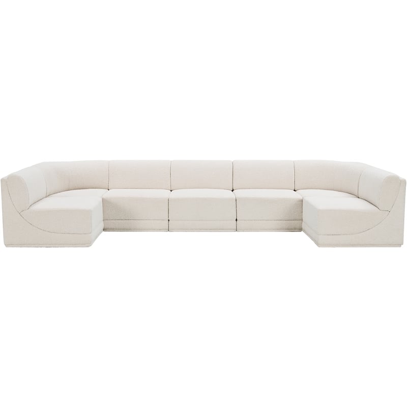 Meridian Furniture Ollie Cream Boucle Fabric Modular Sectional