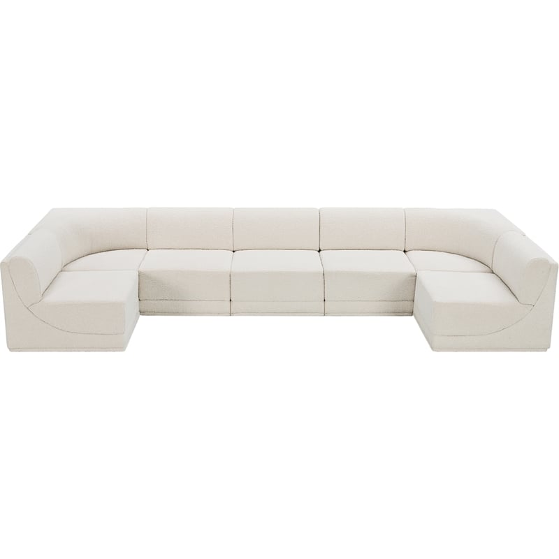 Meridian Furniture Ollie Cream Boucle Fabric Modular Sectional