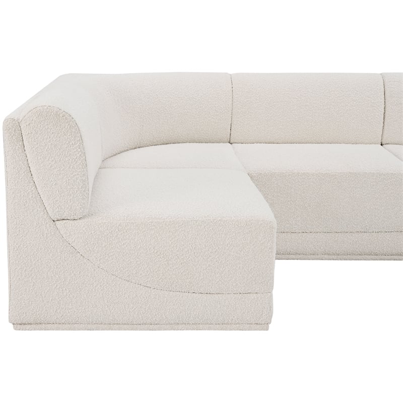 Meridian Furniture Ollie Cream Boucle Fabric Modular Sectional