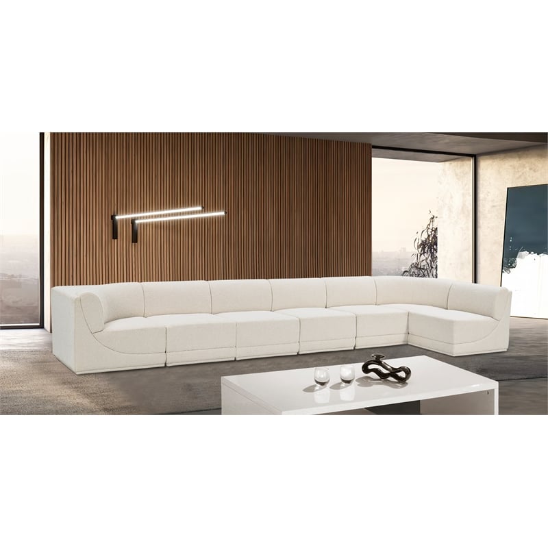 Meridian Furniture Ollie Cream Boucle Fabric Modular Sectional