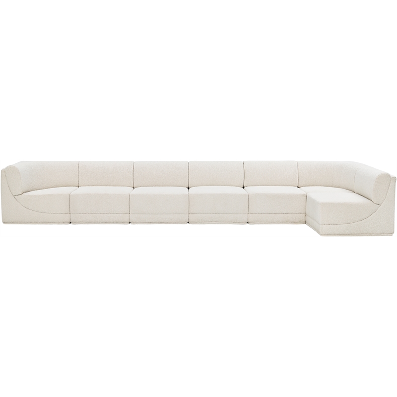 Meridian Furniture Ollie Cream Boucle Fabric Modular Sectional