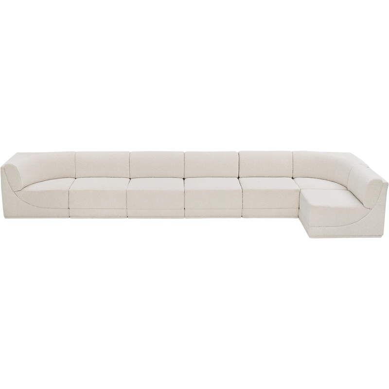 Meridian Furniture Ollie Cream Boucle Fabric Modular Sectional