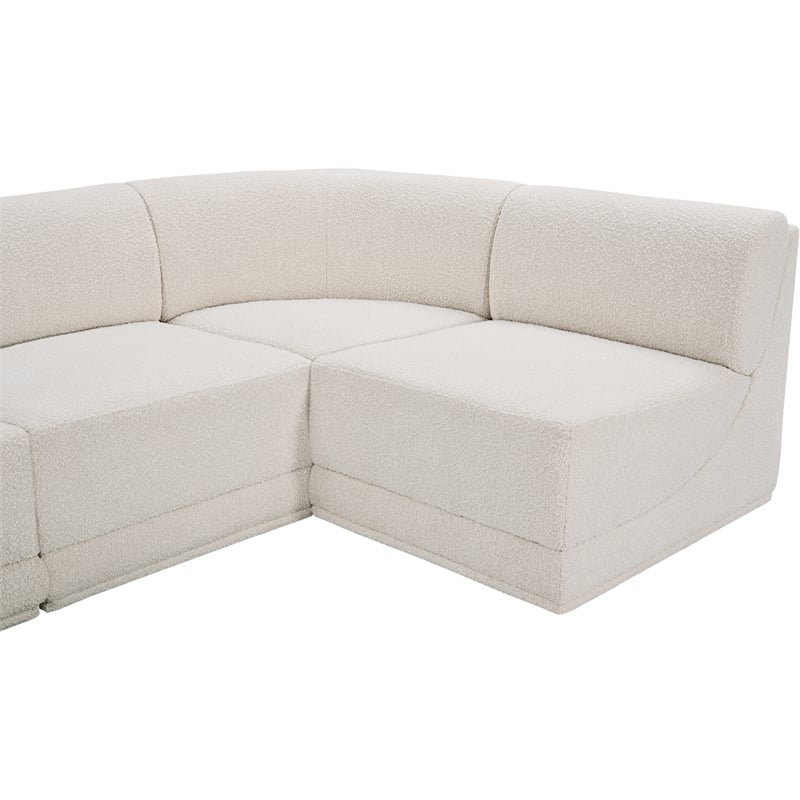 Meridian Furniture Ollie Cream Boucle Fabric Modular Sectional