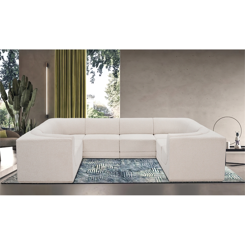 Meridian Furniture Ollie Cream Boucle Fabric Modular Sectional