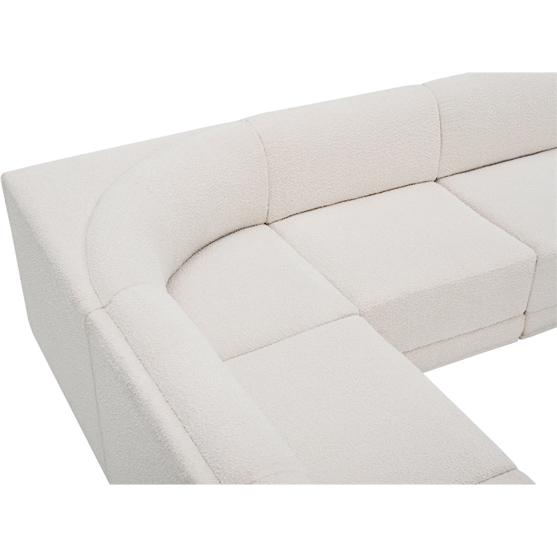 Meridian Furniture Ollie Cream Boucle Fabric Modular Sectional