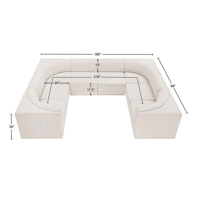 Meridian Furniture Ollie Cream Boucle Fabric Modular Sectional