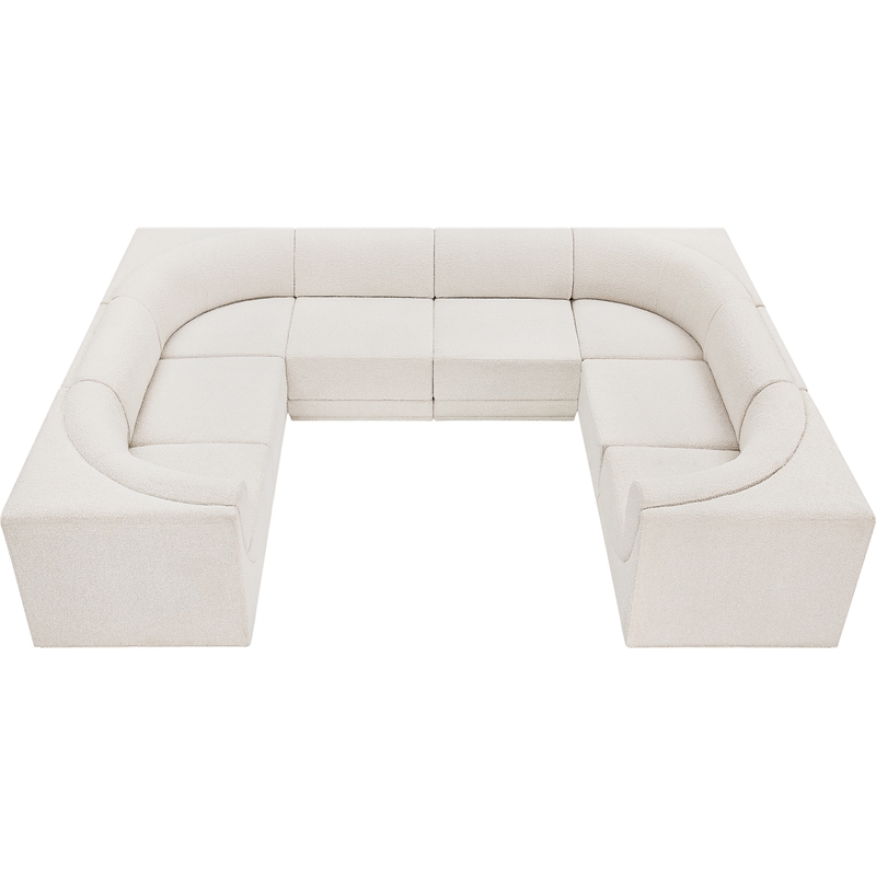 Meridian Furniture Ollie Cream Boucle Fabric Modular Sectional