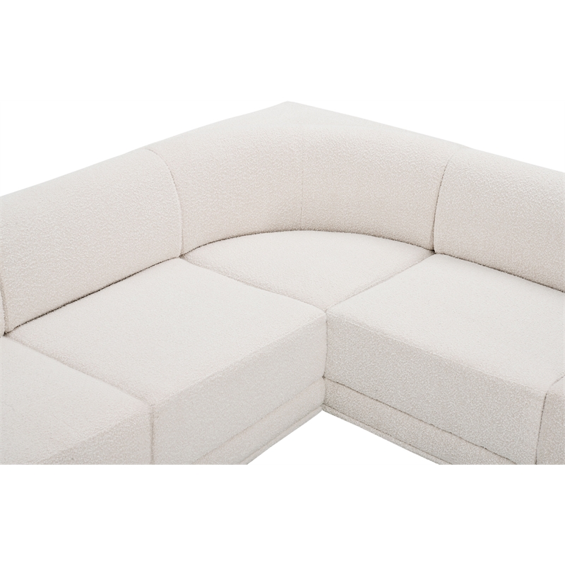 Meridian Furniture Ollie Cream Boucle Fabric Modular Sectional