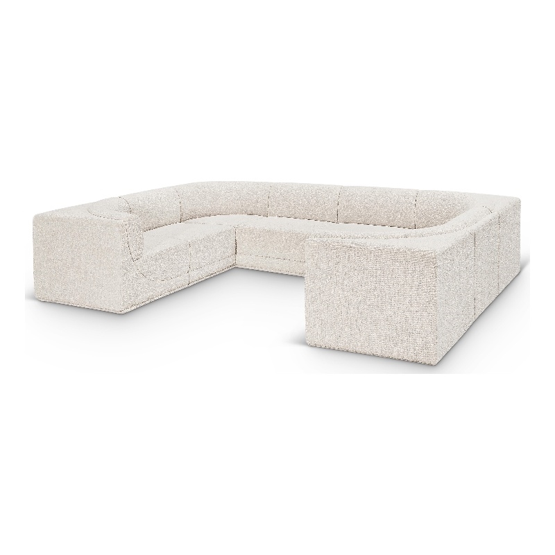 Meridian Furniture Ollie Cream Boucle Fabric Modular Sectional
