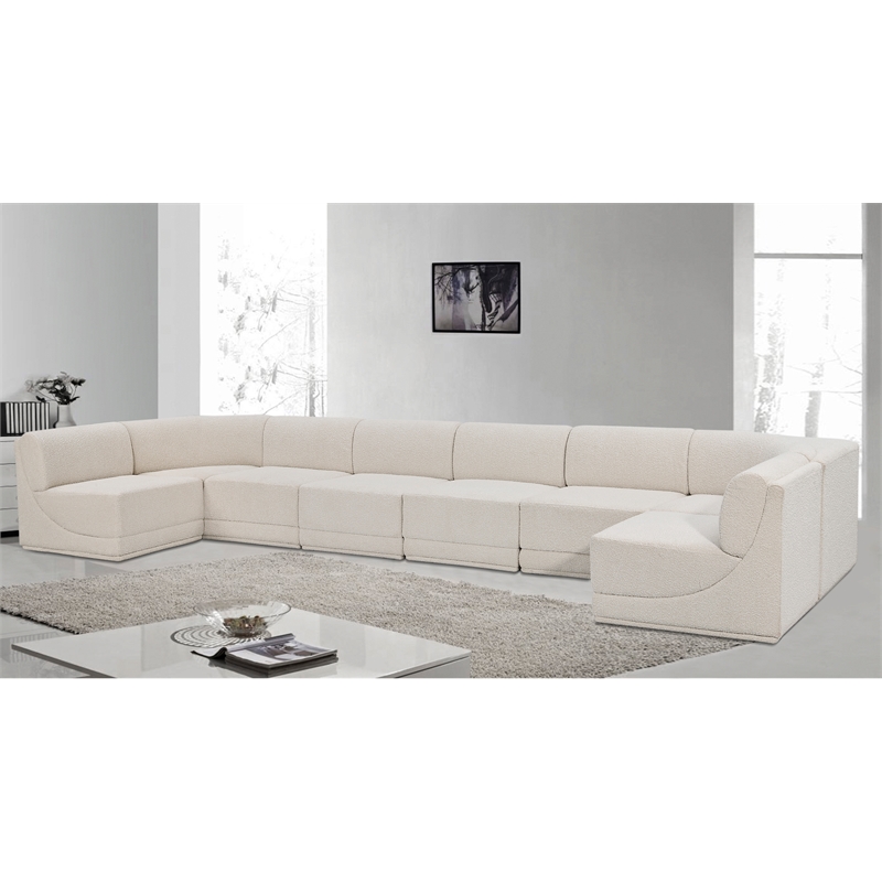 Meridian Furniture Ollie Cream Boucle Fabric Modular Sectional