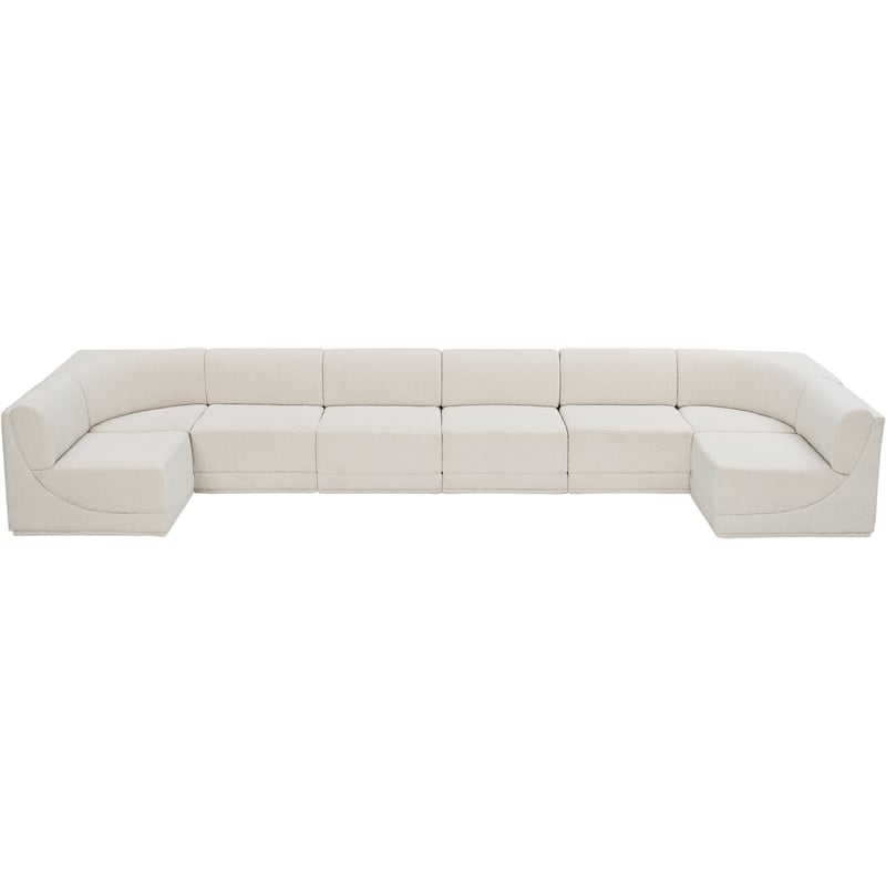 Meridian Furniture Ollie Cream Boucle Fabric Modular Sectional