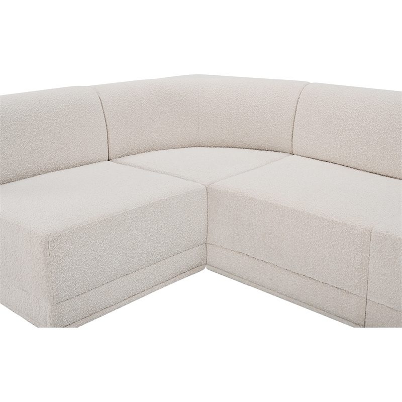 Meridian Furniture Ollie Cream Boucle Fabric Modular Sectional