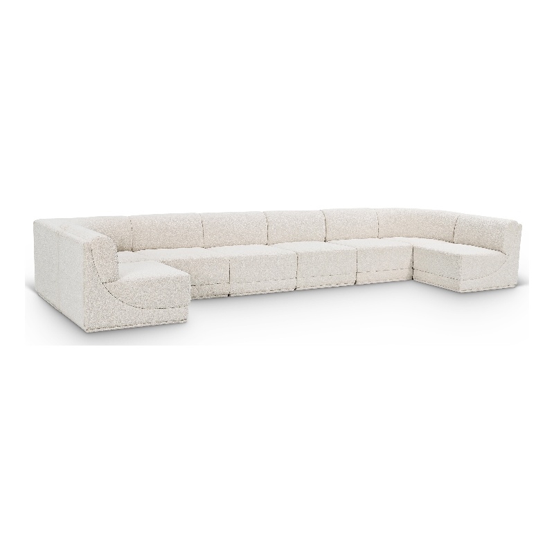 Meridian Furniture Ollie Cream Boucle Fabric Modular Sectional