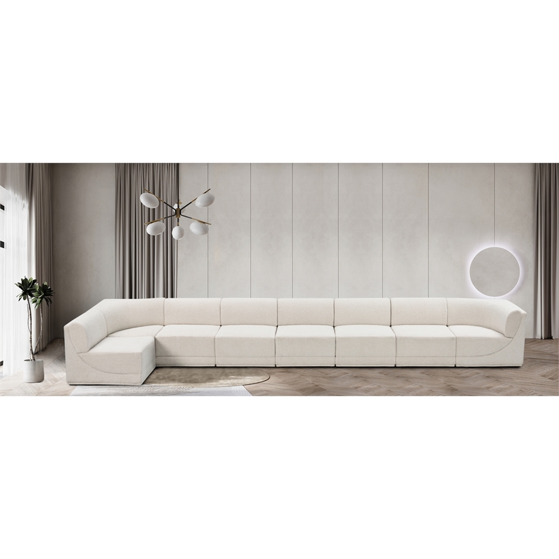 Meridian Furniture Ollie Cream Boucle Fabric Modular Sectional