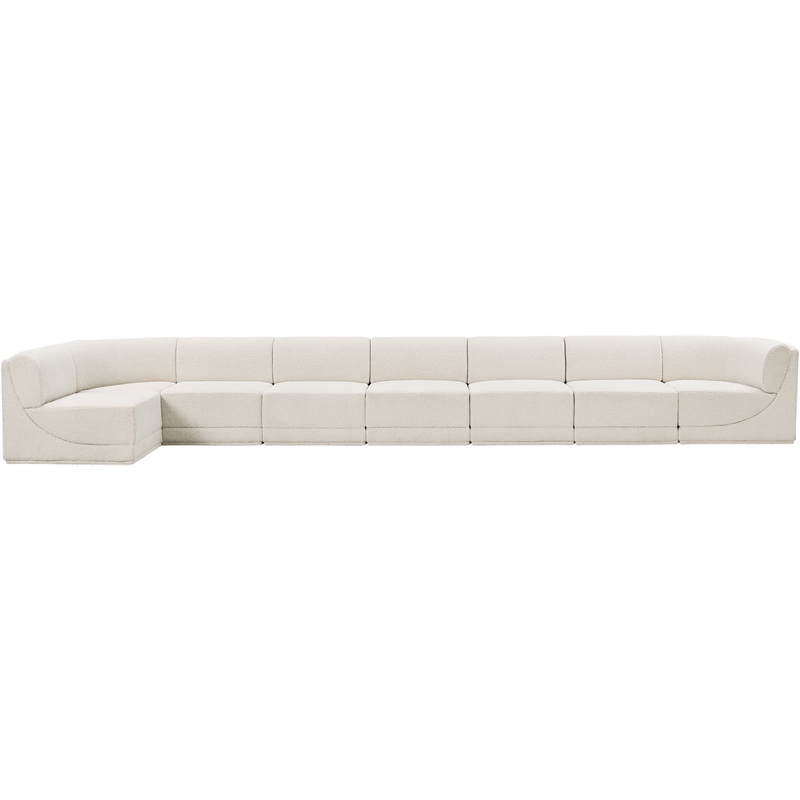 Meridian Furniture Ollie Cream Boucle Fabric Modular Sectional