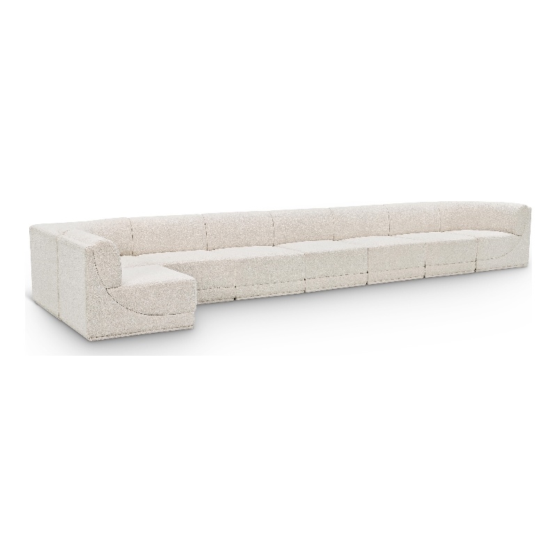 Meridian Furniture Ollie Cream Boucle Fabric Modular Sectional