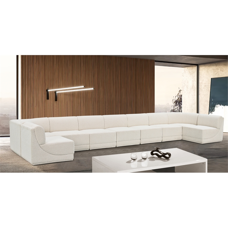 Meridian Furniture Ollie Cream Boucle Fabric Modular Sectional