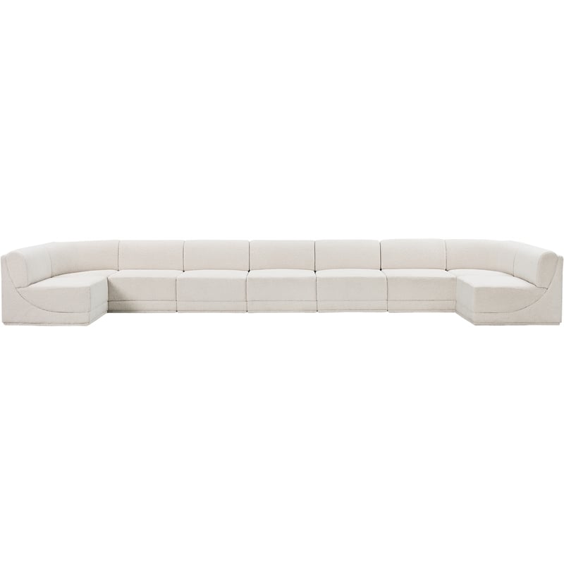 Meridian Furniture Ollie Cream Boucle Fabric Modular Sectional