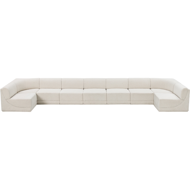 Meridian Furniture Ollie Cream Boucle Fabric Modular Sectional