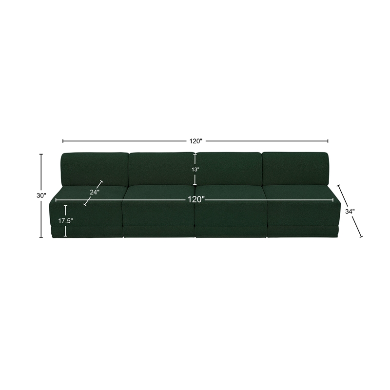 Meridian Furniture Ollie Green Boucle Fabric Modular Sofa