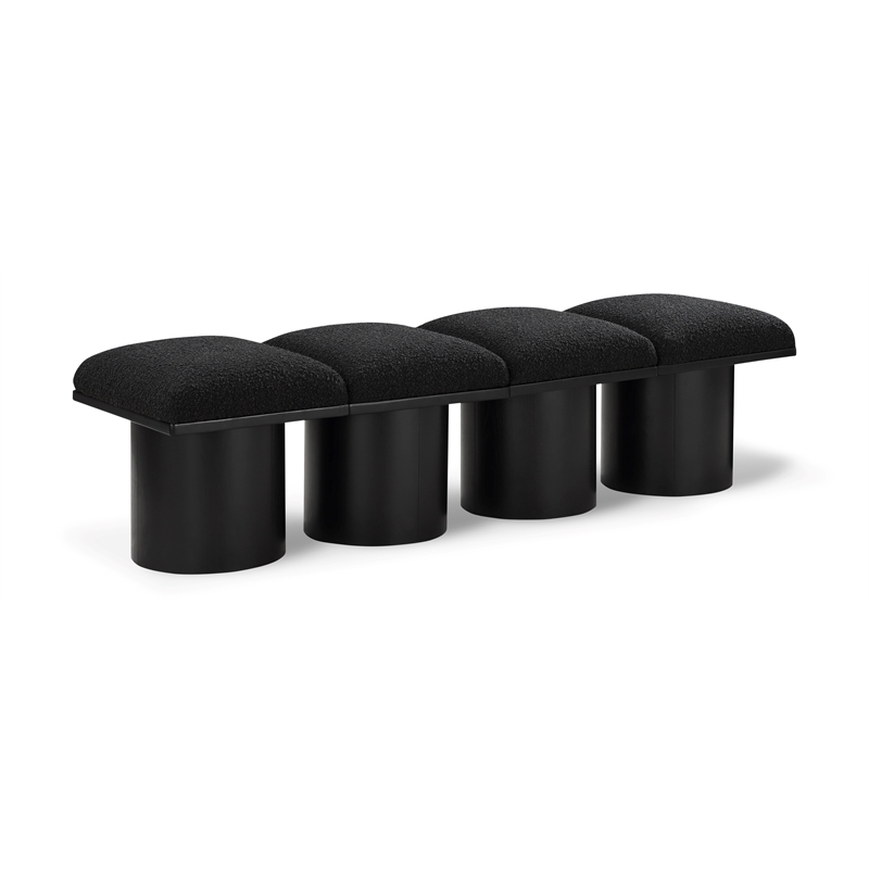 Meridian Furniture Pavilion Black Boucle Fabric Bench