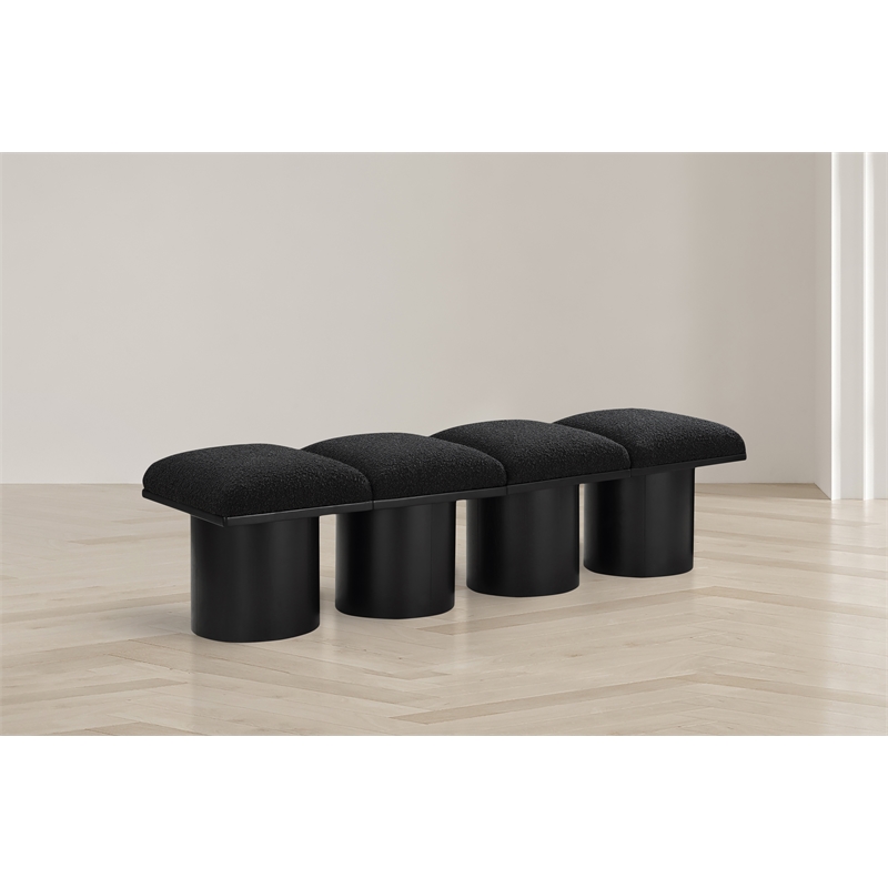 Meridian Furniture Pavilion Black Boucle Fabric Bench