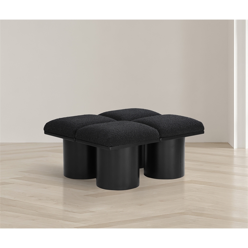Meridian Furniture Pavilion Black Boucle Fabric Bench