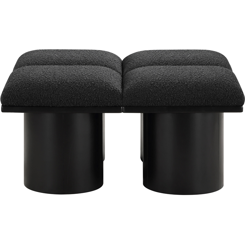 Meridian Furniture Pavilion Black Boucle Fabric Bench