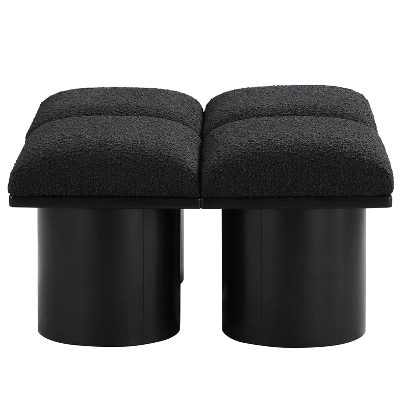 Meridian Furniture Pavilion Black Boucle Fabric Bench